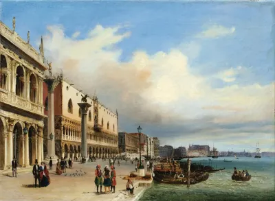 Venice A View Of The Riva Degli Schiavoni With The Doges Palace