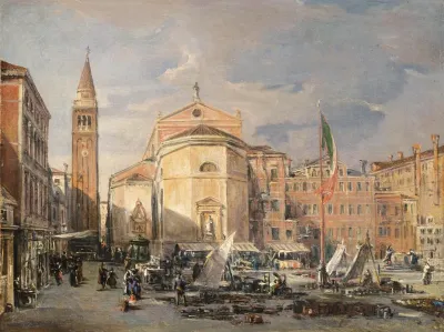 Venice Campo San Polo With A View Of The Apis Of San Polo