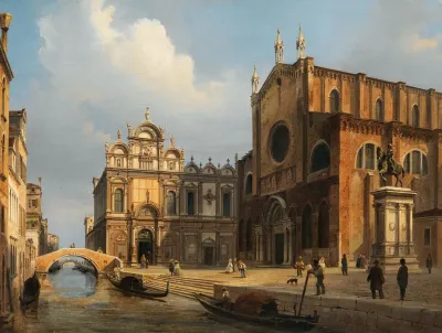 Venice Campo Santi Giovanni E Paolo With The Zanipolo Church And The Scuola Grande Di San Marco