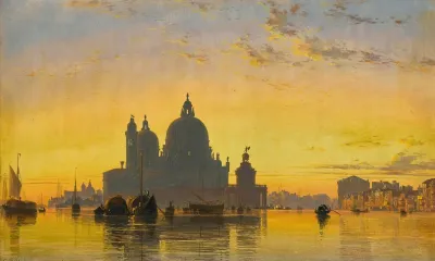 Venice Sunset Behind The Church Of Santa Maria Della Salute