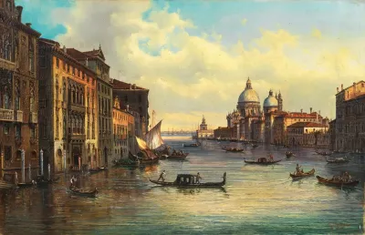 Venice The Grand Canal With Santa Maria Della Salute And Punta Della Dogana In The Distance