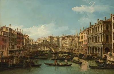 Venice The Grand Canal With The Rialto Bridge Seen From The South