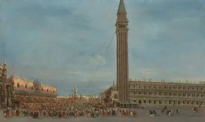 Venice The Piazzetta San Marco With The Festival Of Giovedi Grasso