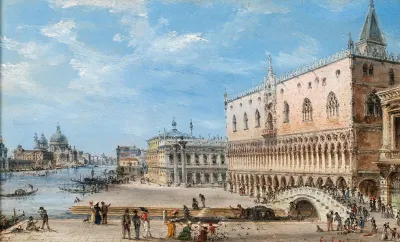 Venice The Riva Degli Schiavoni With The Palazzo Ducale And Santa Maria Della Salute In The Background