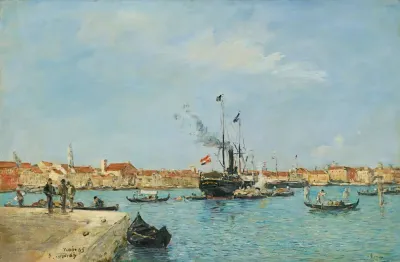Venise Le Grand Canal Vapeurs Et Gondoles