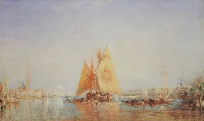Venise Trabaccolo A La Voile Jaune