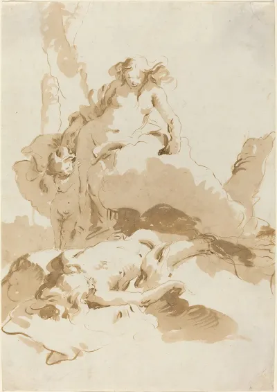 Venus And Cupid Discovering The Body Of Adonis