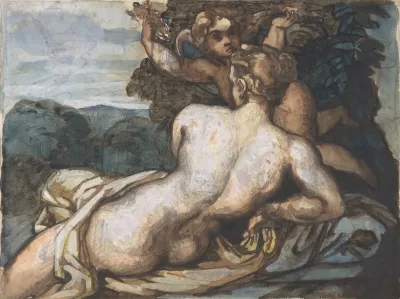 Venus And Cupid In A Landscape After Annibale Carracci