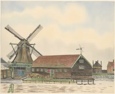 Verf En Cementmolen De Beer Aan De Wormerdijk Aan De Zaan Buitendijks Naast Het Zuiderveer