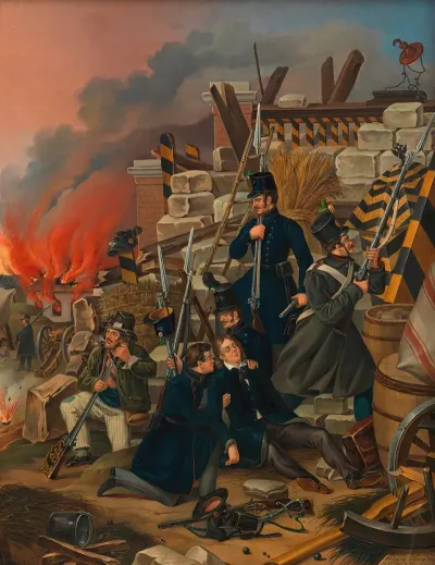 Verteidigung Eines Linientores Durch Nationalgarde Akademische Legion Und Mobilgarde