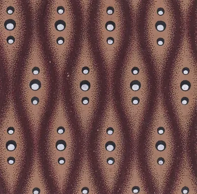 Vertical And Horizontal Rows Of Stylized Bullet Shaped Flowers With Pearls As Pistils Placed Alternately Horizontally And Verticallly And Quatrefoils Forming In Between The Flowers