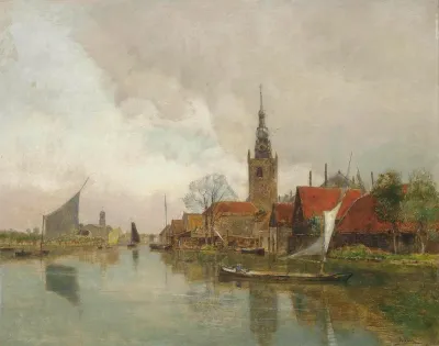 Vessels On The Schie In Overschie In The Municipality Of Rotterdam