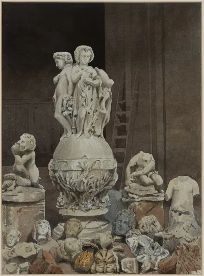 Vestiges Delements Sculptes Decorant Lhotel De Ville En 1871