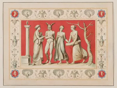 Vestigia Delle Terme Di Tito Bacchus Childhood Quadro From Vault Ornamentation In Room 25