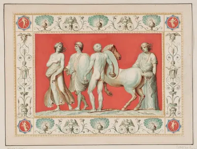 Vestigia Delle Terme Di Tito Bacchus Youth Quadro From Vault Ornamentation In Room 25