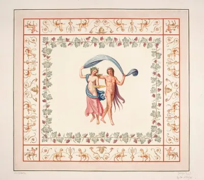 Vestigia Delle Terme Di Tito Dionysus And Ariadne Quadro From Vault Ornamentation In Room 15