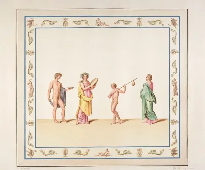 Vestigia Delle Terme Di Tito Procession Quadro From Vault Ornamentation In Room 14