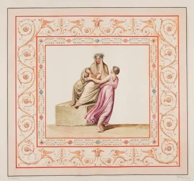 Vestigia Delle Terme Di Tito Triptolemus Entrusted To Demeter Quadro From Vault Ornamentation In Room 21