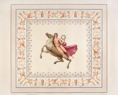 Vestigia Delle Terme Di Tito Young Man With Wreath On Horseback Quadro From Vault Ornamentation In Room 21