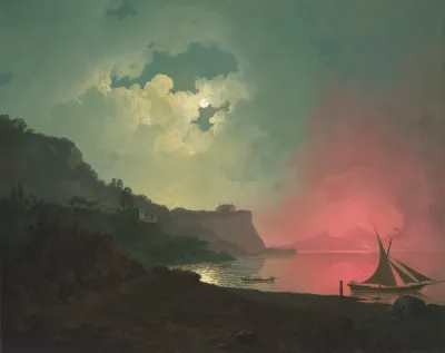 Vesuvius In Eruption Viewed From Posillipo