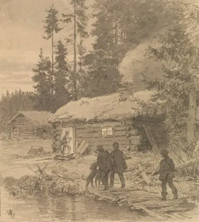 Vi Kom Snart Til Seteren Gutten Var Gatt I Forveien Med Hundene Og Hadde Gjort Opp En Dyktig Ild Pa Peisen