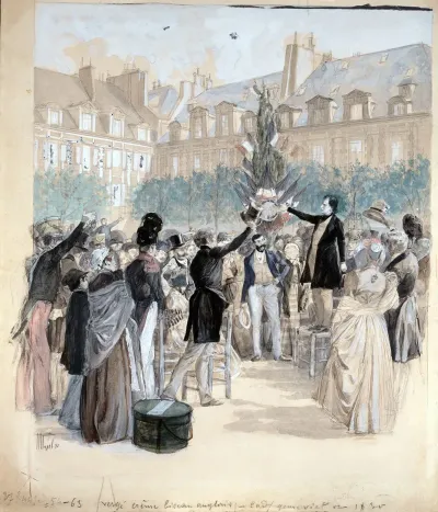 Victor Hugo Plantant Larbre De La Liberte Place Royale En 1848
