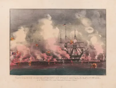 Victorious Bombardment Of Port Royal S C Nov 7th 1861 By The United States Fleet Under Command Of Commodore Dupont