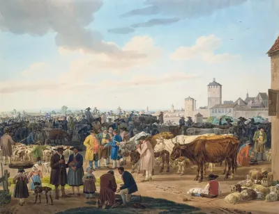 Viehmarkt Am Rande Einer Stadt