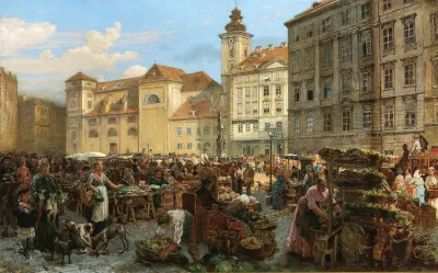 Vienna A View Of The Market On Freyung