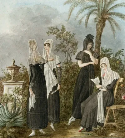 Vier Vrouwen In Spaanse Klederdracht