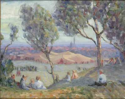 View From Arlington Heights With Chautaqua Tents And The Washington Monument In The Background
