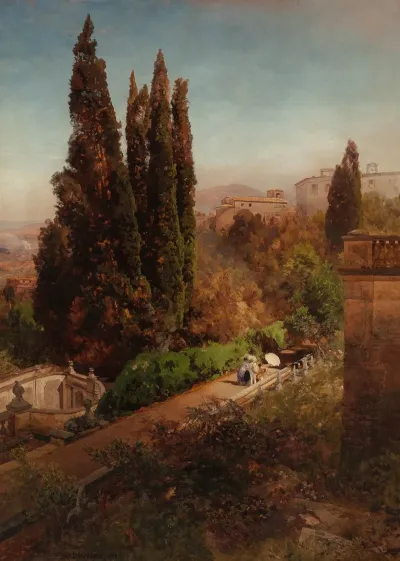 View From High In The Gardens Of Villa Torlonia Frascati Rome