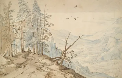 View In A Valley From The Edge Of A Mountain Road