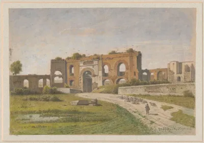 View Of A Fragment Of Aqueduct By Porta Maggiore In Rome View From The Side Of Piazza Di Porta Maggiore