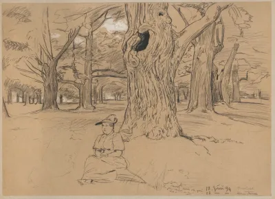 View Of A Park In Oberursel With A Woman In A Hat Sitting Under A Tree