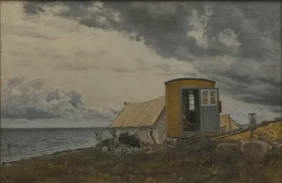 View Of A Shore With The Artists Wagon And Tent At Eno