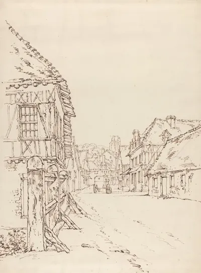 View Of A Street In A French Town