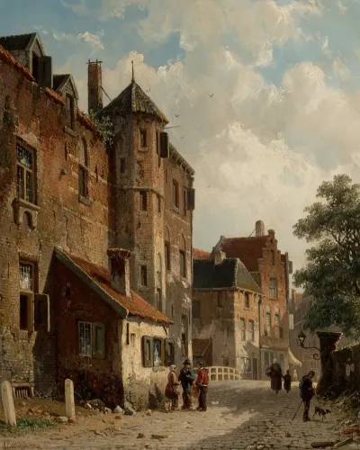 View Of A Sunlit Dutch Street Scene