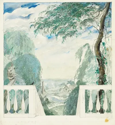 View Of A Village From A Terrace