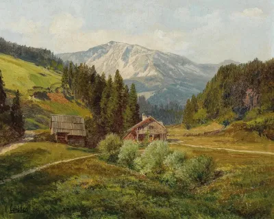 View Of An Alpine Pasture The Schneeberg In The Background