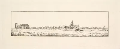 View Of An Old Town With A Church And High Gabled Houses