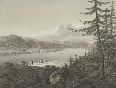View Of Bad Schandau At The River Elbe With The Winterberg