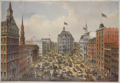 View Of Broadway Looking North From Just Below Fulton St St Pauls On The Left Post Office In Centre