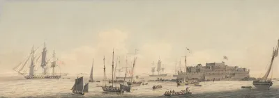 View Of Castle Cornet Guernsey Channel Islands With Shipping