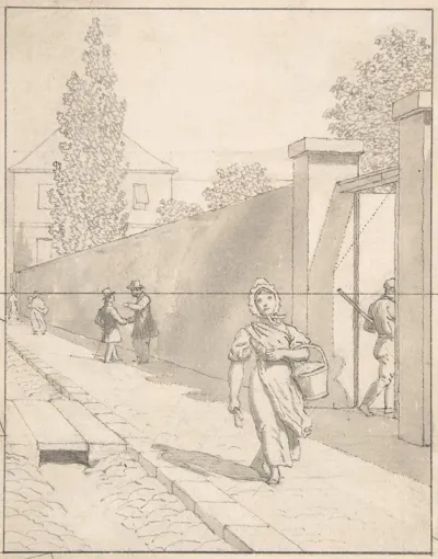 View Of Charlottenborg Palace In Copenhagen With The Old Botanical Garden And Figures