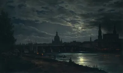 View Of Dresden By Moonlight