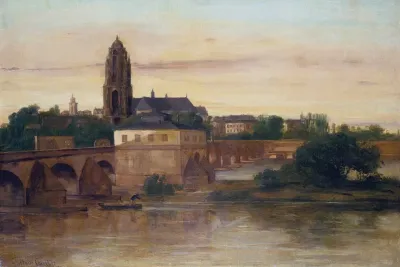 View Of Frankfurt With The Old Bridge From Sachsenhausen