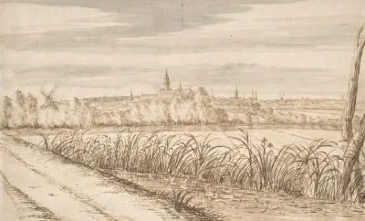 View Of Gouda Seen From The Southeast With The Janskerk In The Center