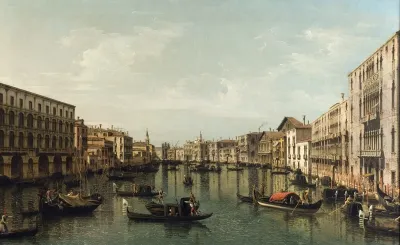 View Of Grand Canal With The Palazzi Foscari And Moro Lin