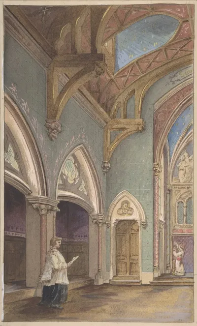 View Of Interior With Figures Saint Clotilde